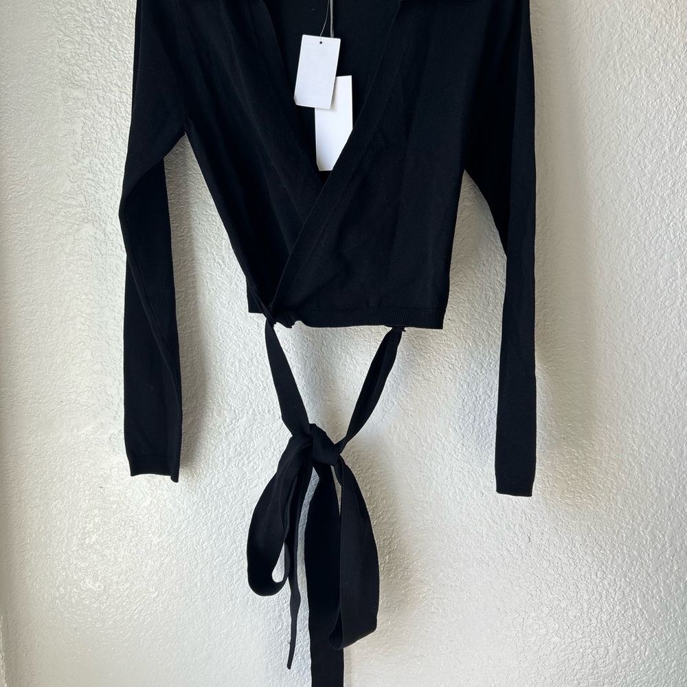 Wayf Black Wrap Blouse